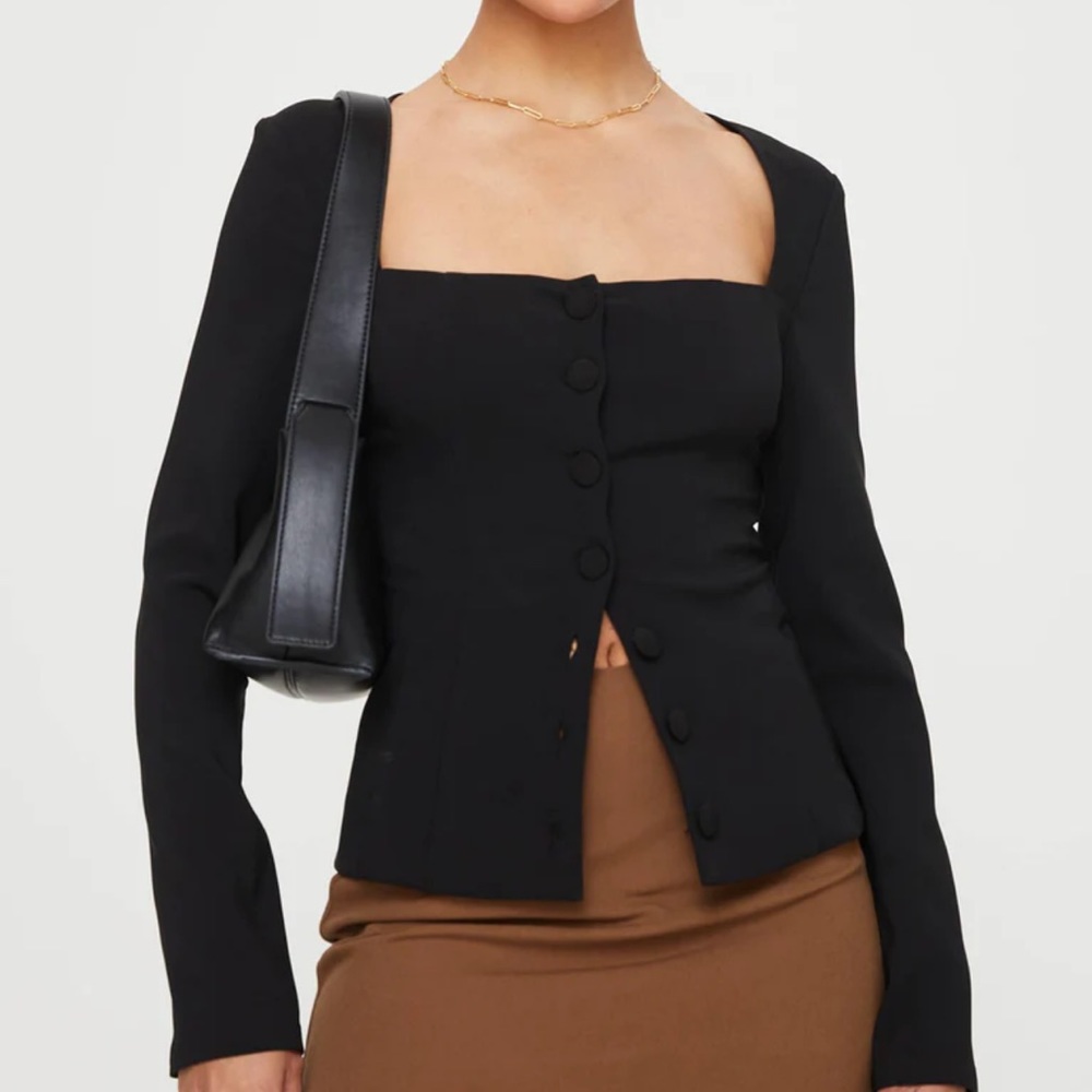 PRINCESS POLLY GASKIN LONG SLEEVE TOP BLACK